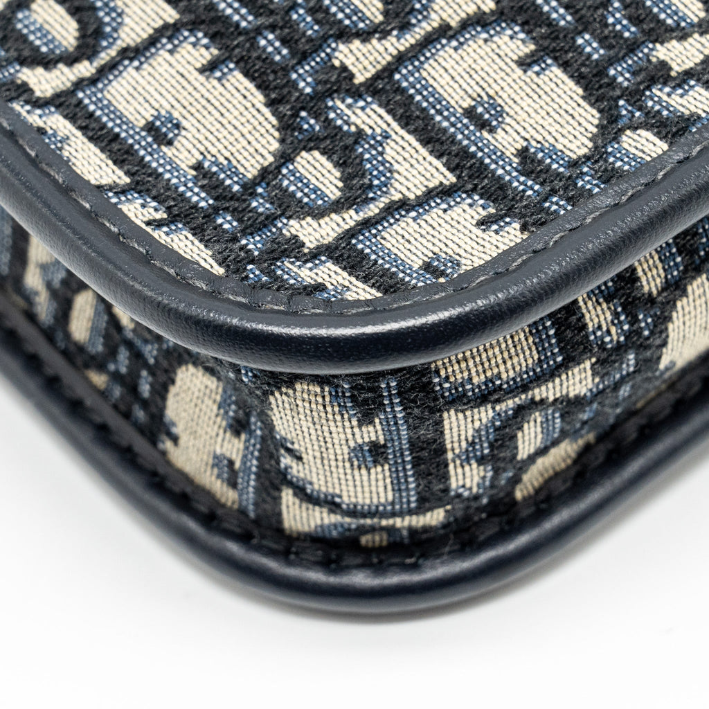 DIOR DIORQUAKE POUCH WITH DIOR SHOULDER WIDE STRAP OBLIQUE CANVAS BLUE GHW (SELL IN A SET)