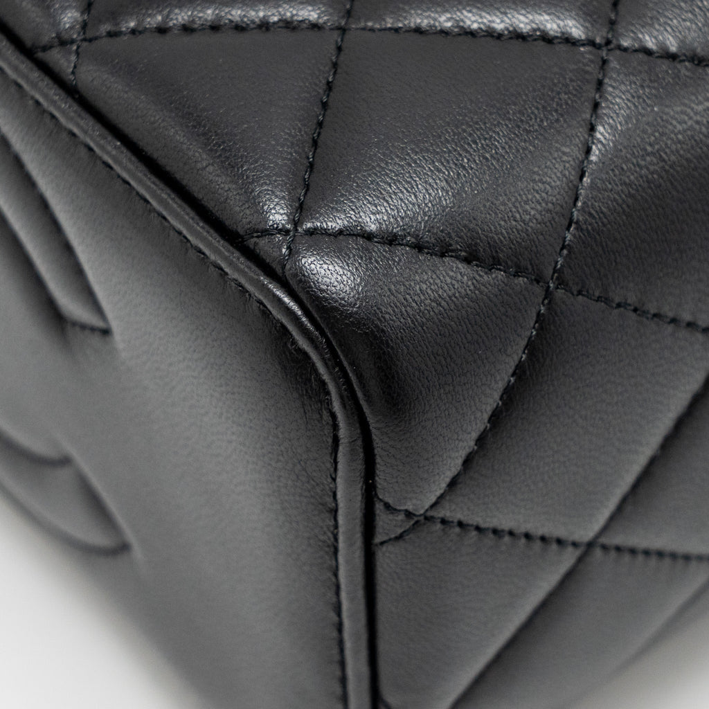 CHANEL TOP HANDLE LONG VANITY LAMBSKIN BLACK GHW(MICROCHIP)