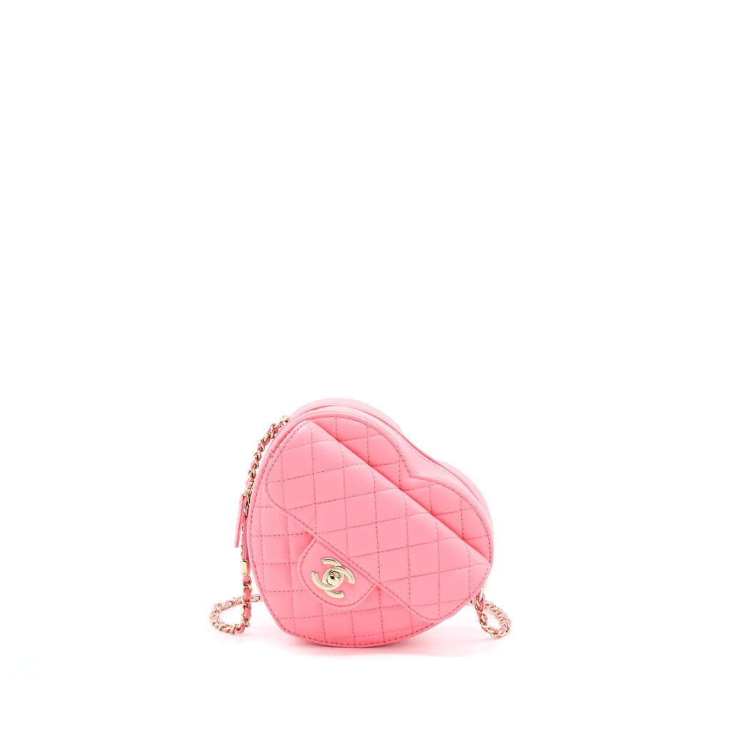 CHANEL 22S HEART BAG LAMBSKIN PINK LGHW (MICROCHIP)