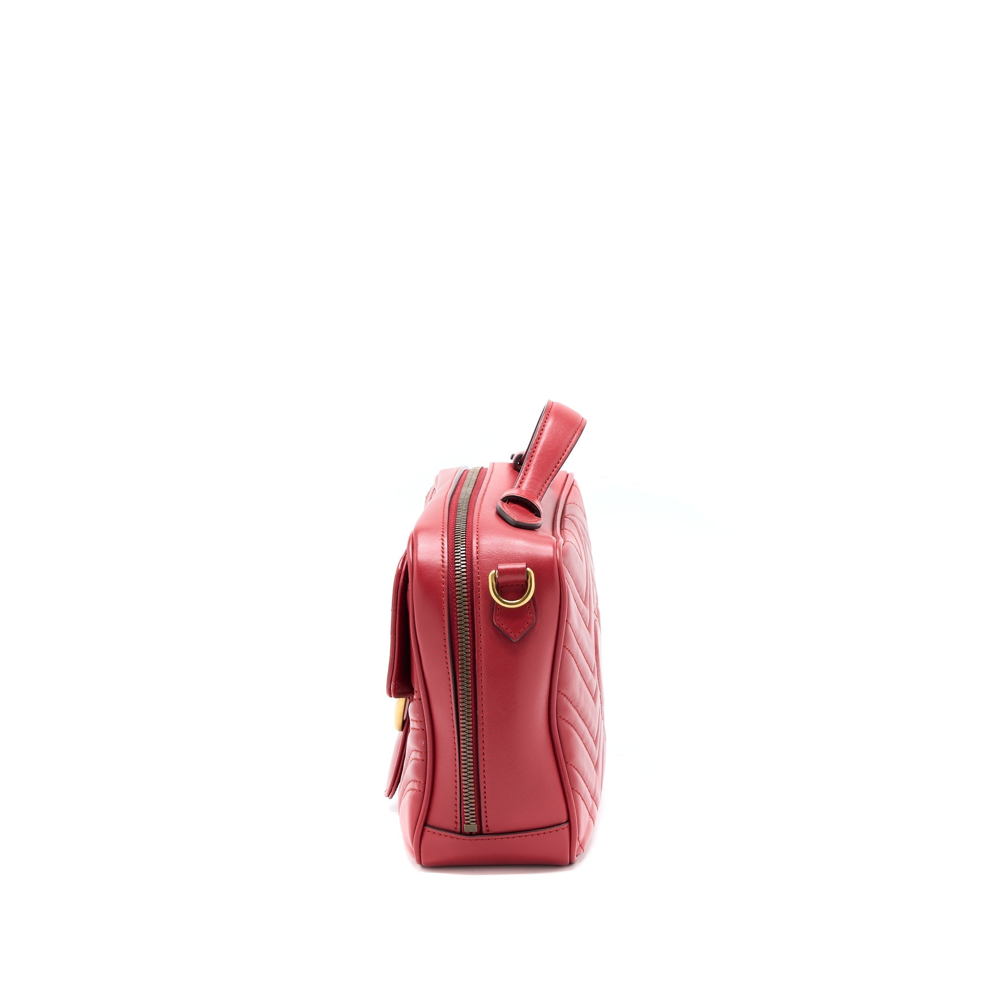 GUCCI SYLVIE WEB GG MARMONT BAG CALFSKIN RED GHW