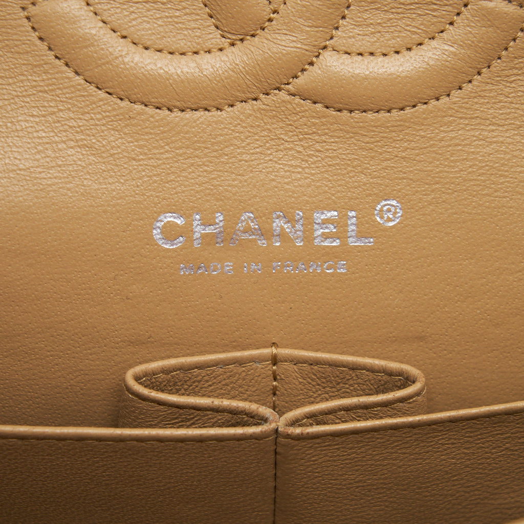 CHANEL MEDIUM CLASSIC DOUBLE FLAP BAG CAVIAR DARK BEIGE SHW