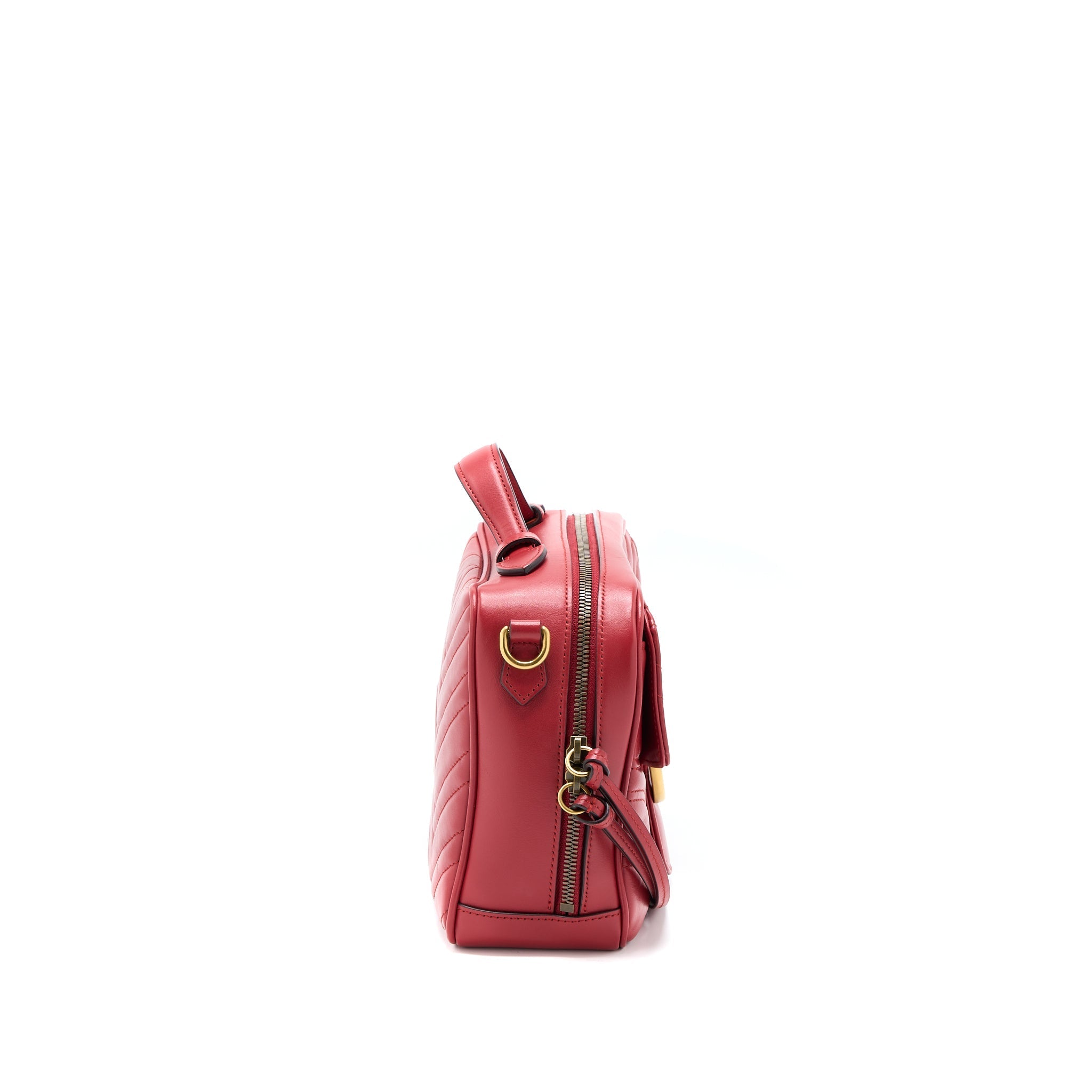 GUCCI SYLVIE WEB GG MARMONT BAG CALFSKIN RED GHW