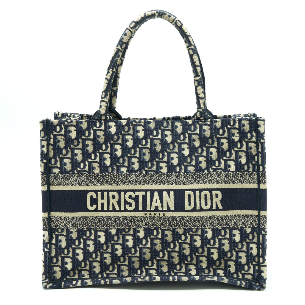DIOR SMALL BOOK TOTE BAG BLUE OBLIQUE JACQUARD