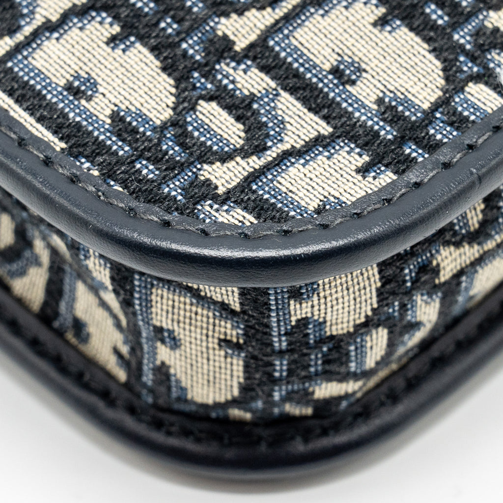 DIOR DIORQUAKE POUCH WITH DIOR SHOULDER WIDE STRAP OBLIQUE CANVAS BLUE GHW (SELL IN A SET)