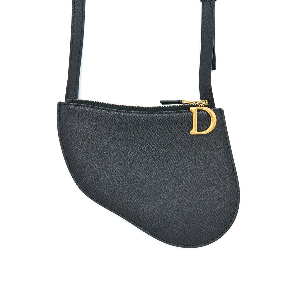 DIOR SADDLE TRIO CROSSBODY POUCH CALFSKIN BLACK GHW