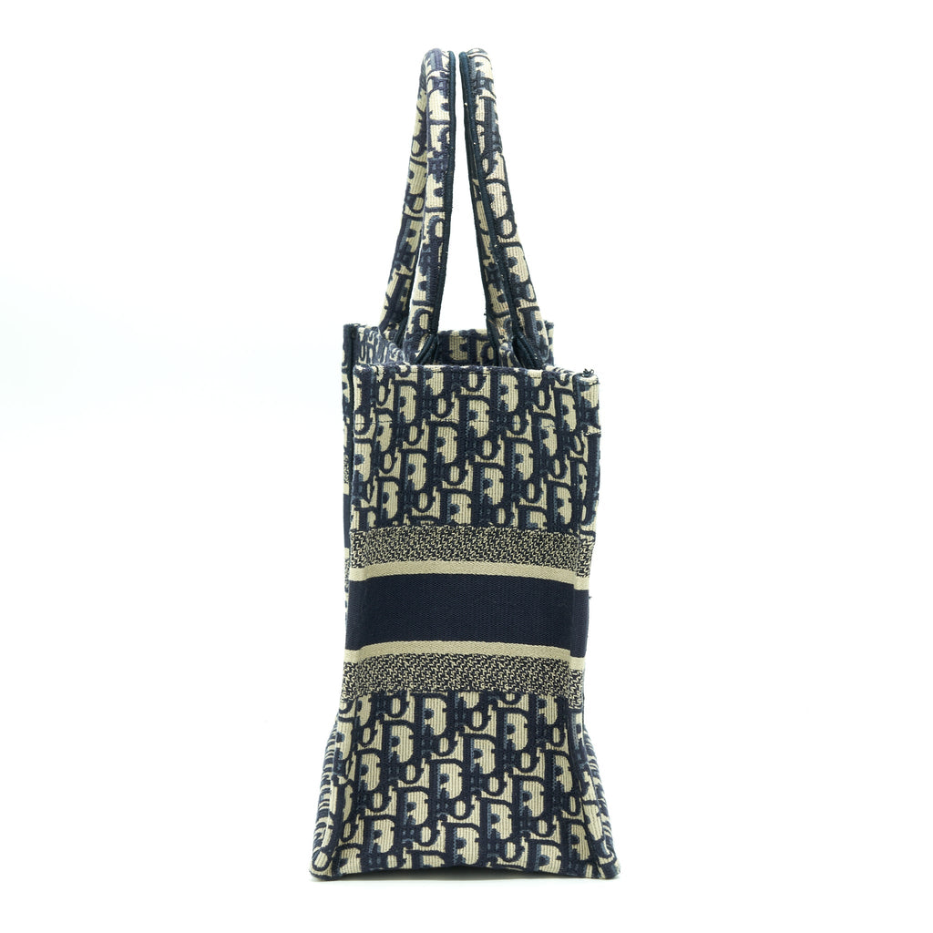 DIOR SMALL BOOK TOTE BAG BLUE OBLIQUE JACQUARD