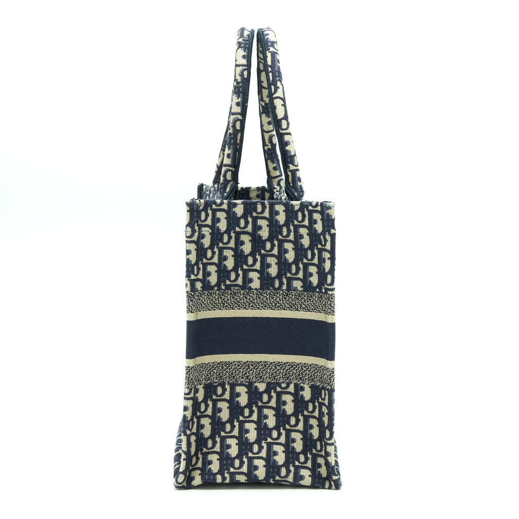 DIOR SMALL BOOK TOTE BAG BLUE OBLIQUE JACQUARD