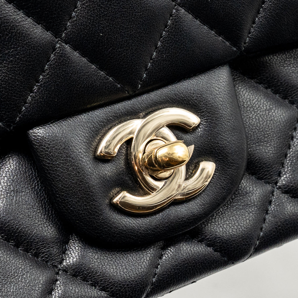 CHANEL COCO CHARMS MINI RECTANGULAR FLAP BAG LAMBSKIN BLACK LGHW