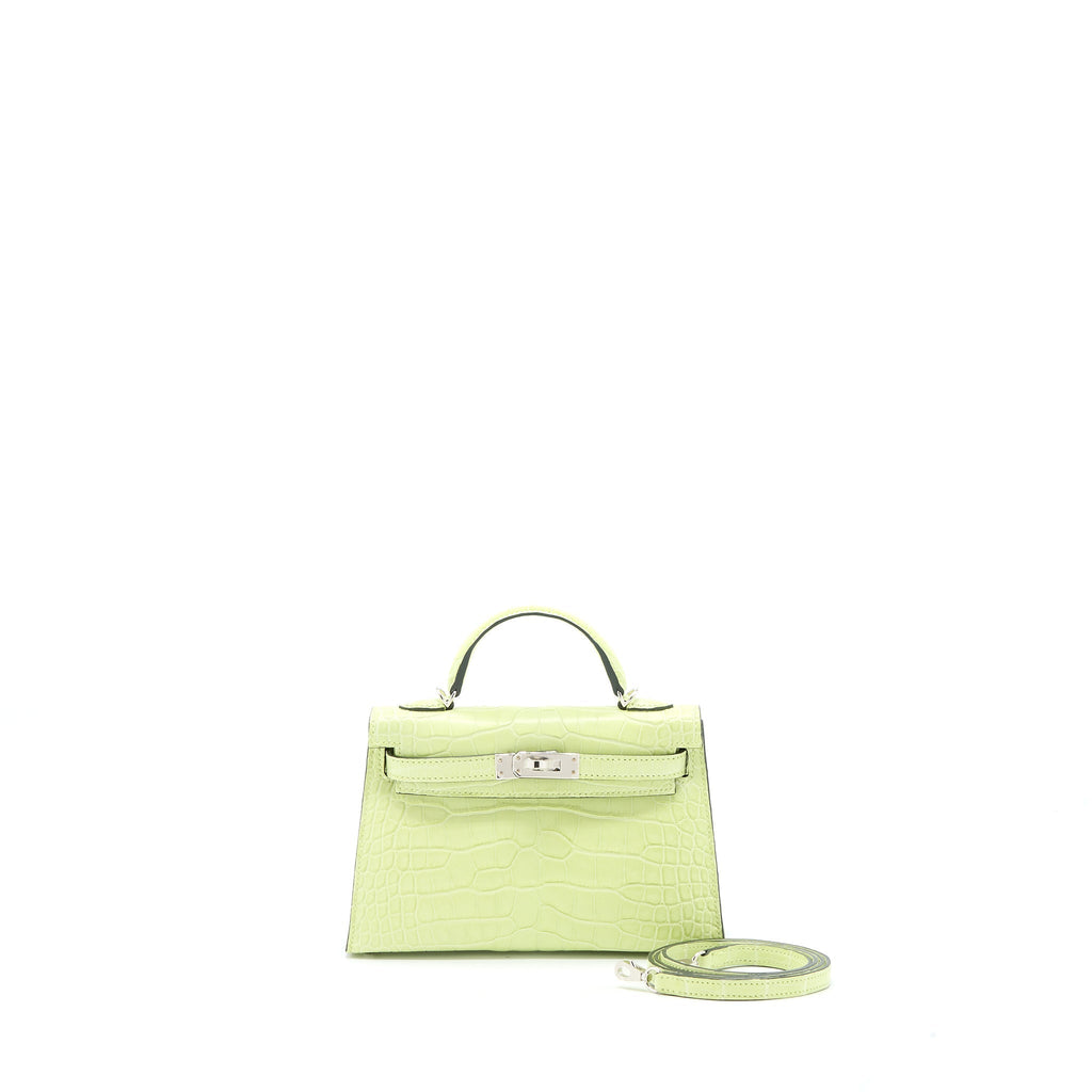 HERMES MINI KELLY II ALLIGATOR MISSISSIPPIENSIS R9 JAUNE BOURGEON SHW