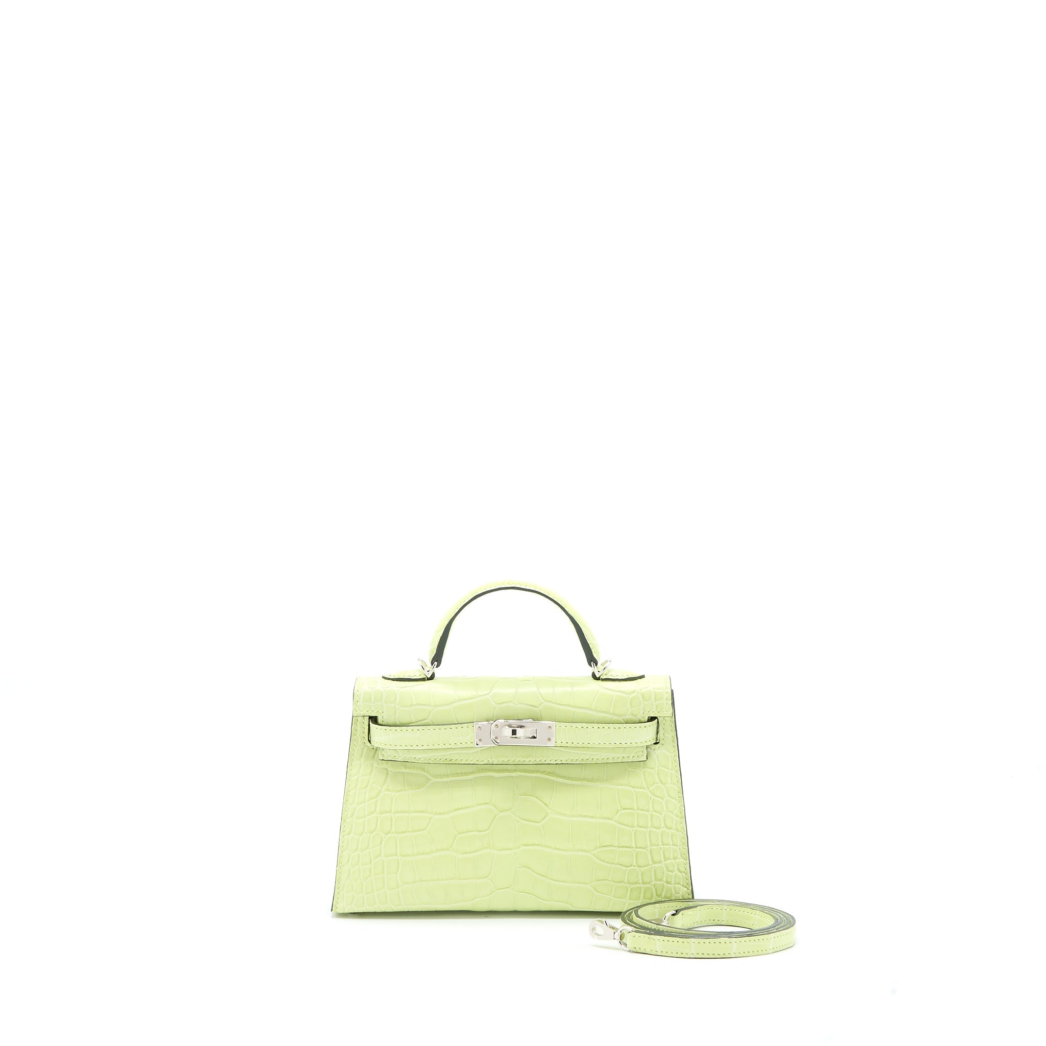 HERMES MINI KELLY II ALLIGATOR MISSISSIPPIENSIS R9 JAUNE BOURGEON SHW