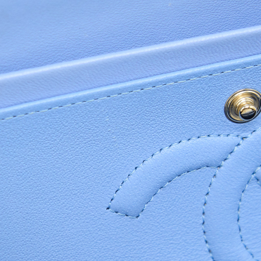 CHANEL CLASSIC FLAP BAG LAMBSKIN NA104 LIGHT BLUE LGHW