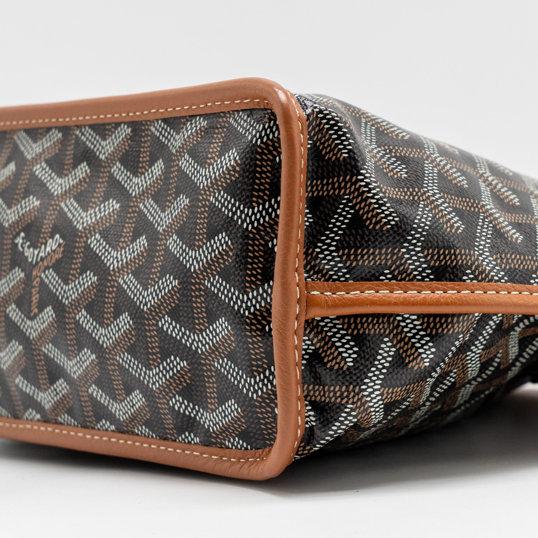 GOYARD MINI ANJOU TOTE GOYARDLINE CANVAS/LEATHER TAN/BLACK SHW