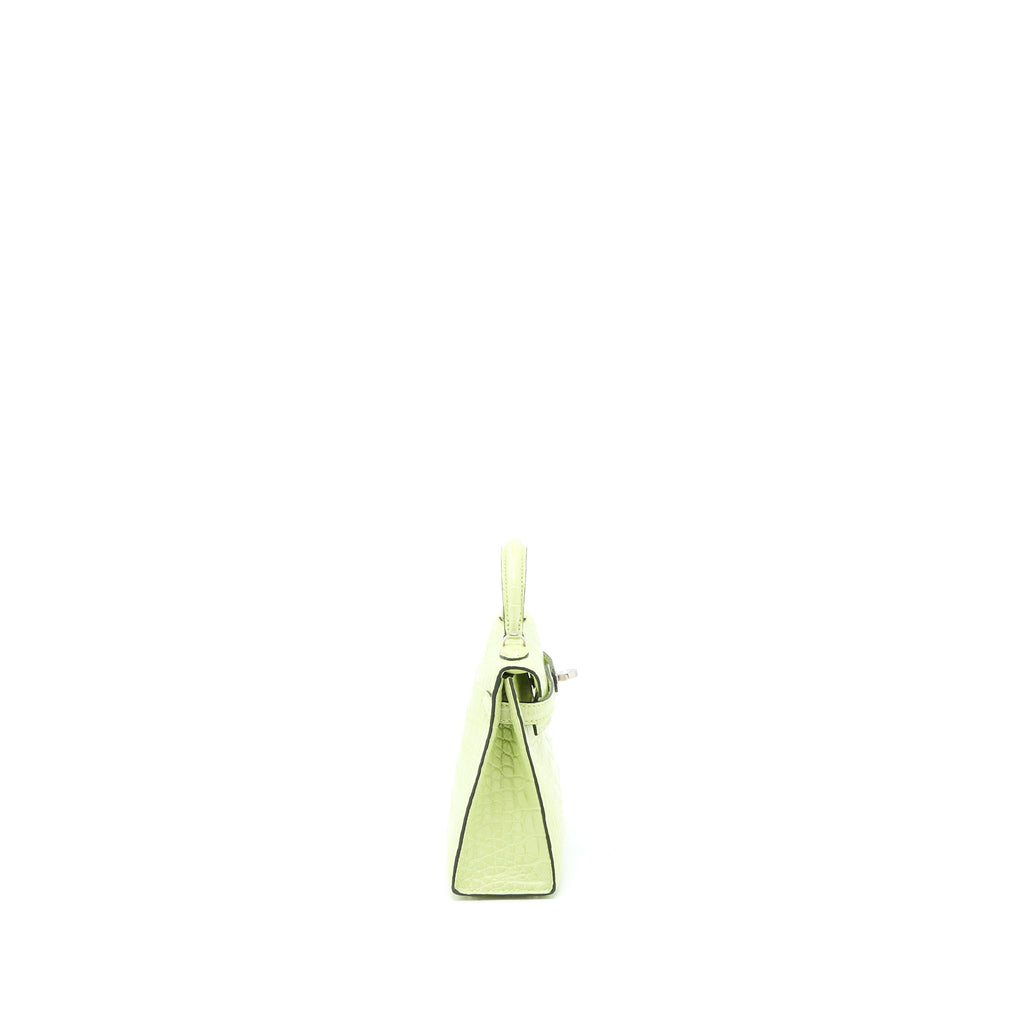 HERMES MINI KELLY II ALLIGATOR MISSISSIPPIENSIS R9 JAUNE BOURGEON SHW