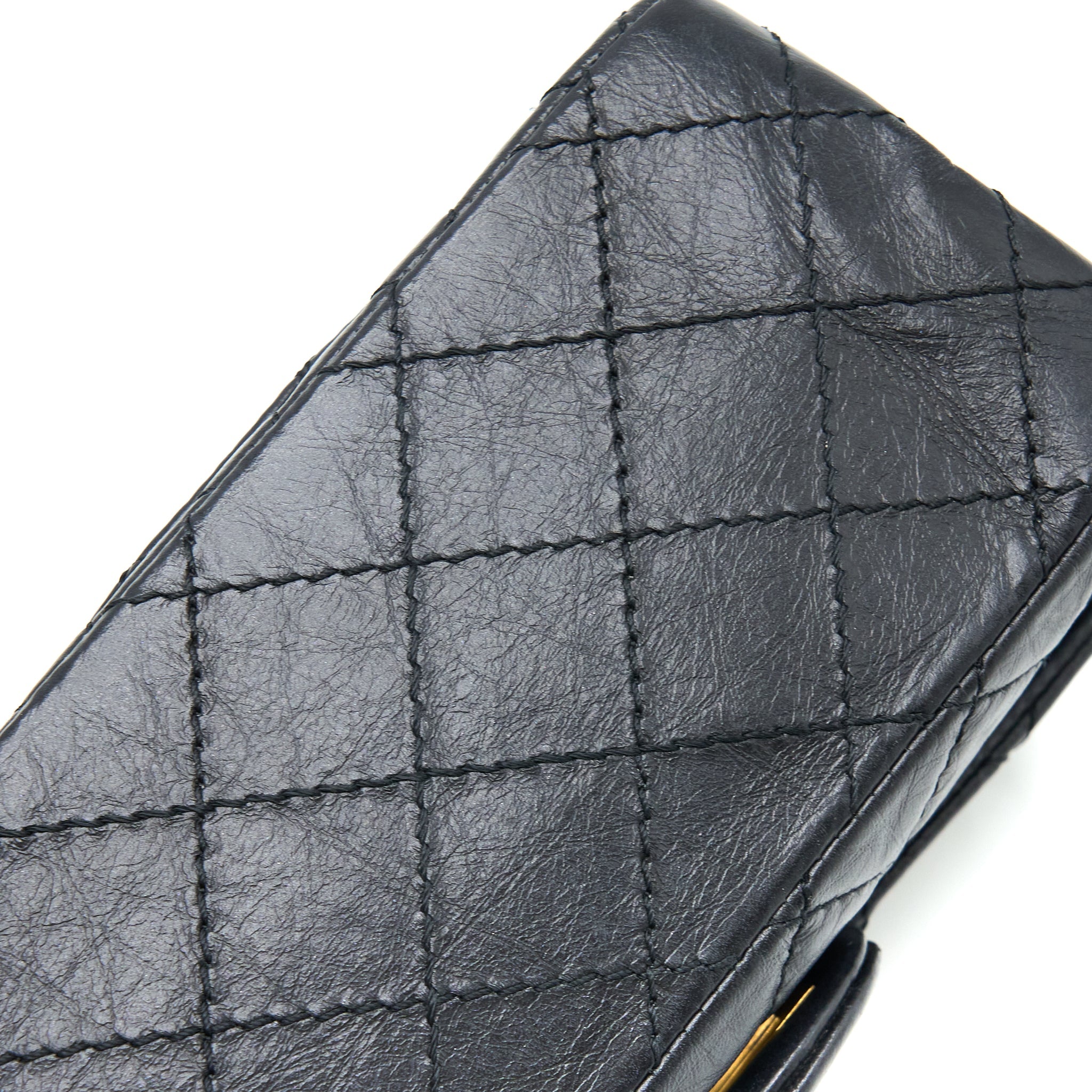 CHANEL MINI 2.55 REISSUE FLAP BAG AGED CALFSKIN BLACK BRUSHED GHW (MICROCHIP)