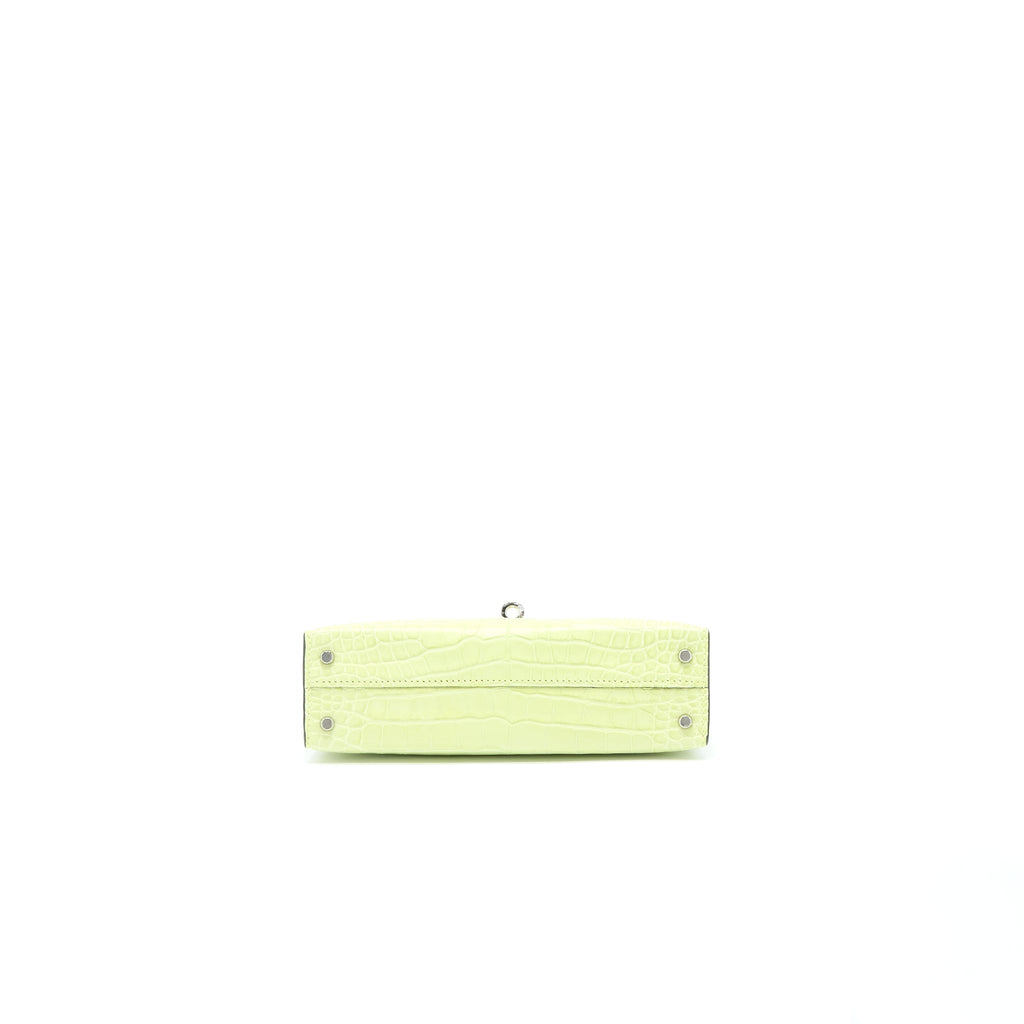 HERMES MINI KELLY II ALLIGATOR MISSISSIPPIENSIS R9 JAUNE BOURGEON SHW
