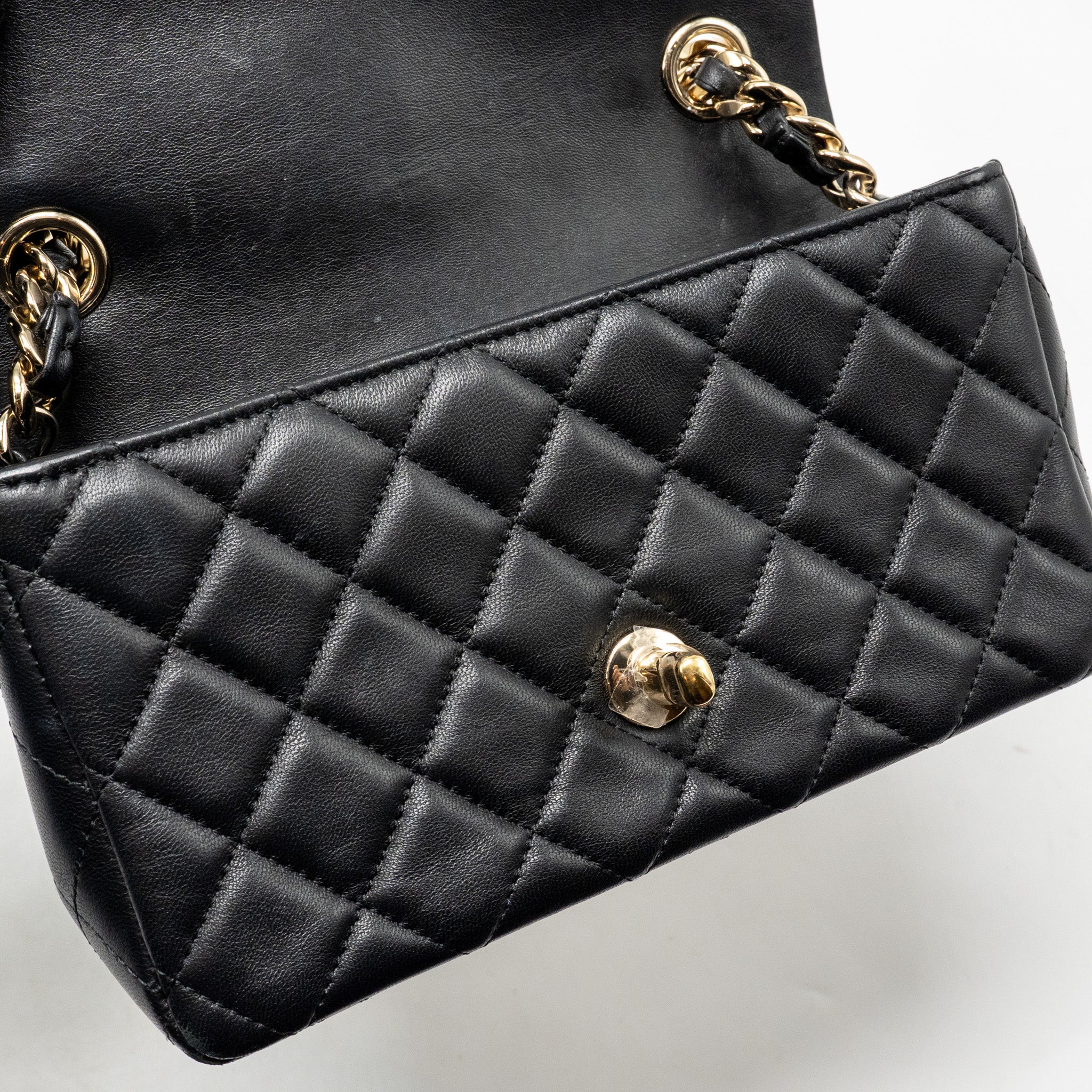 CHANEL COCO CHARMS MINI RECTANGULAR FLAP BAG LAMBSKIN BLACK LGHW