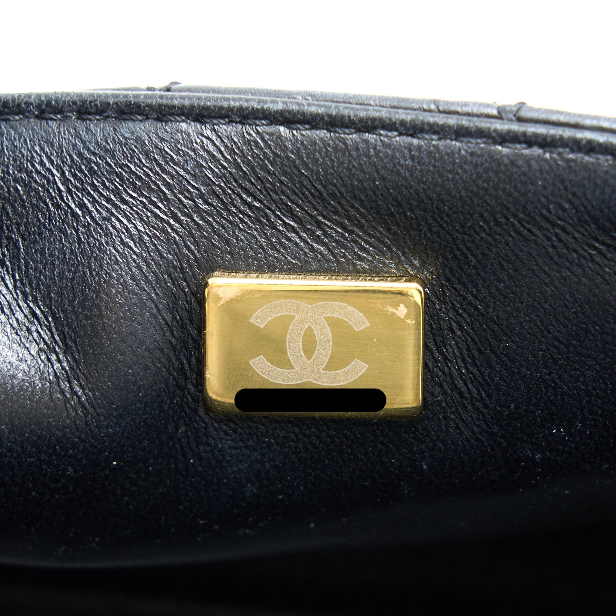 CHANEL MINI 2.55 REISSUE FLAP BAG AGED CALFSKIN BLACK BRUSHED GHW (MICROCHIP)