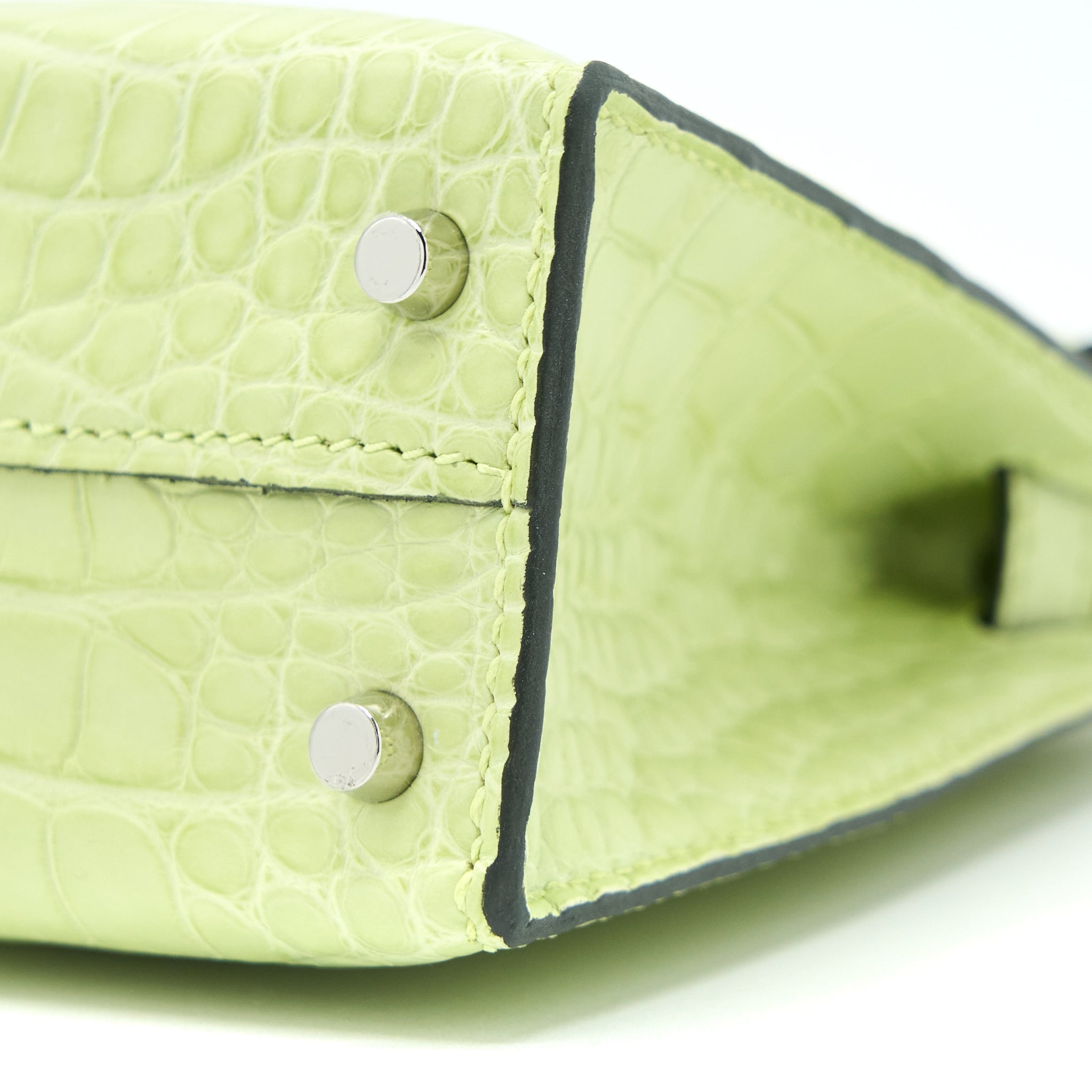 HERMES MINI KELLY II ALLIGATOR MISSISSIPPIENSIS R9 JAUNE BOURGEON SHW