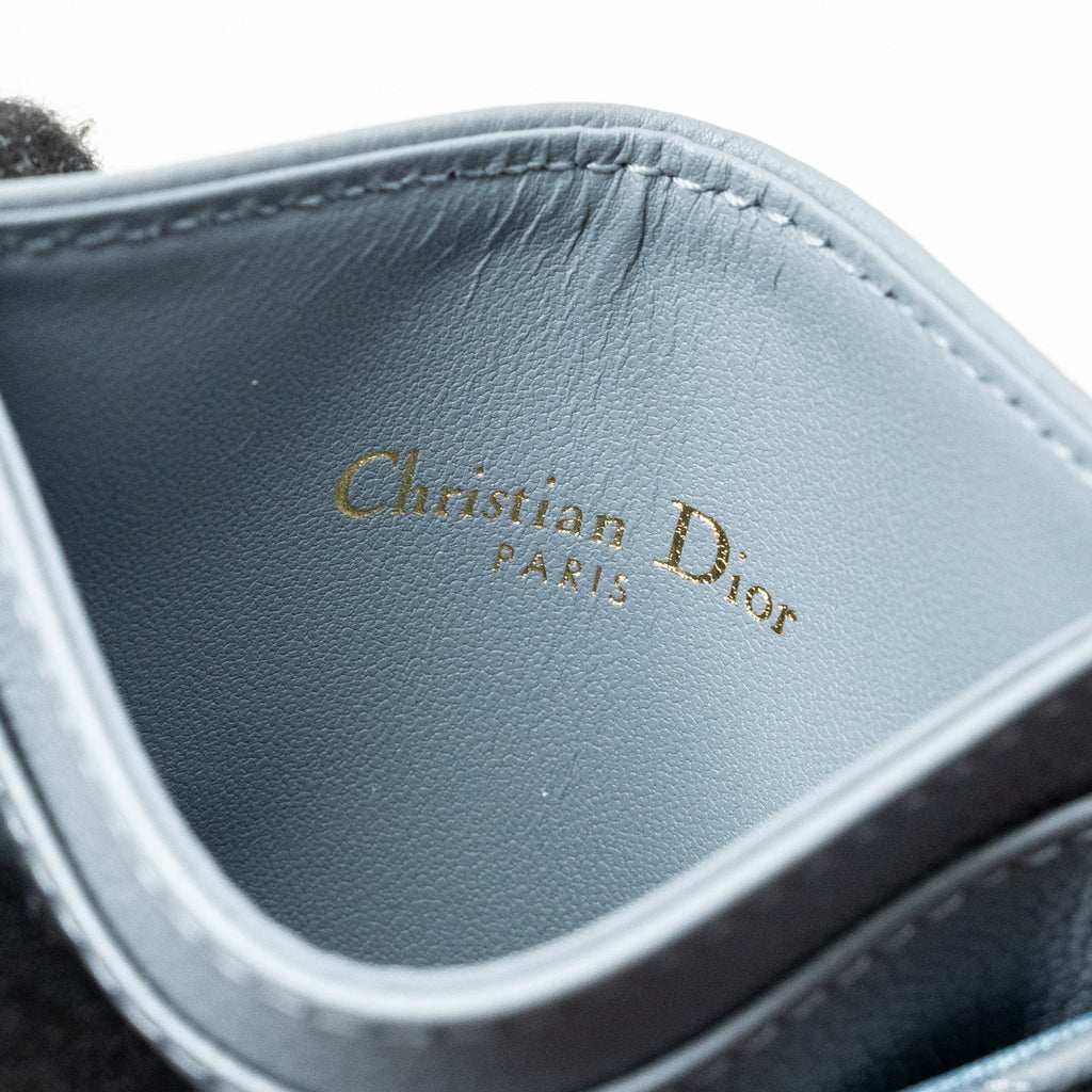 DIOR CARO FIVE-SLOT CARD HOLDER CALFSKIN GREY LGHW