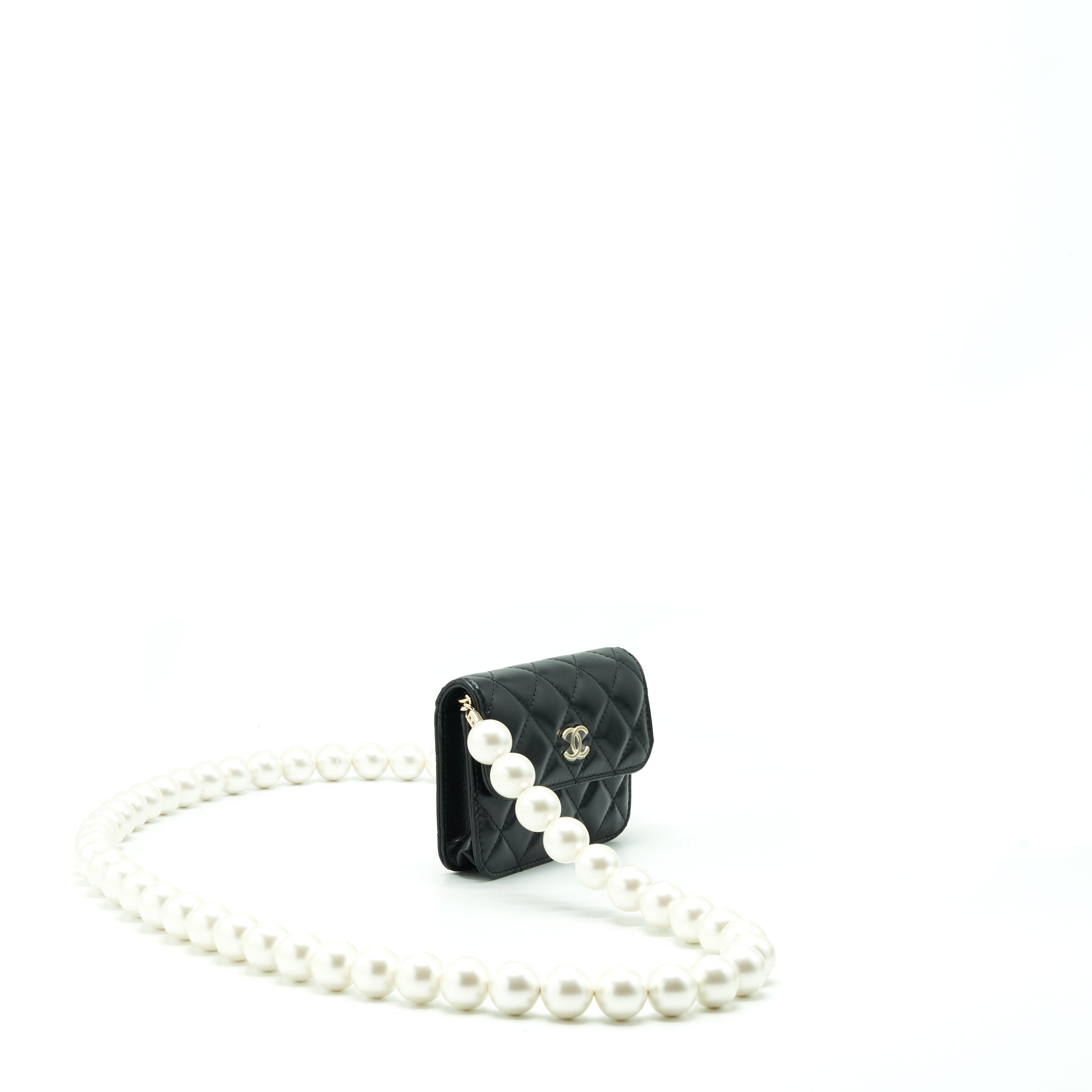 CHANEL GIANT PEARL CHAIN MINI BAG LAMBSKIN BLACK LGHW