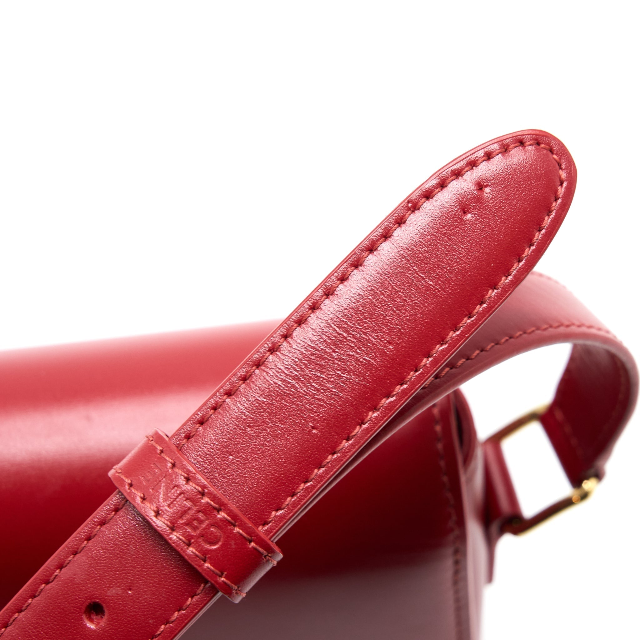 CELINE MEDIUM CLASSIQUE TRIOMPHE BAG SHINY CALFSKIN RED GHW