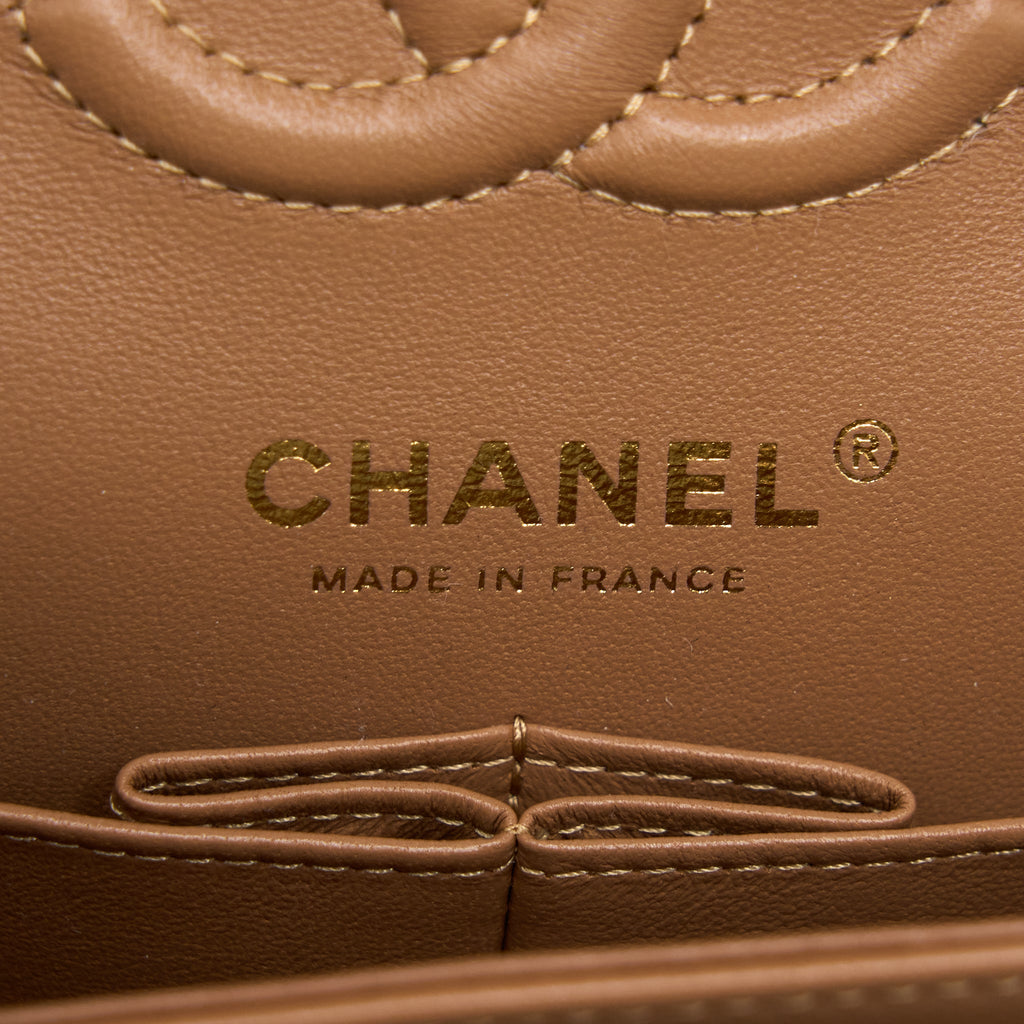 CHANEL 22S SMALL CLASSIC FLAP BAG LAMBSKIN CARAMEL LGHW(MICROCHIP)