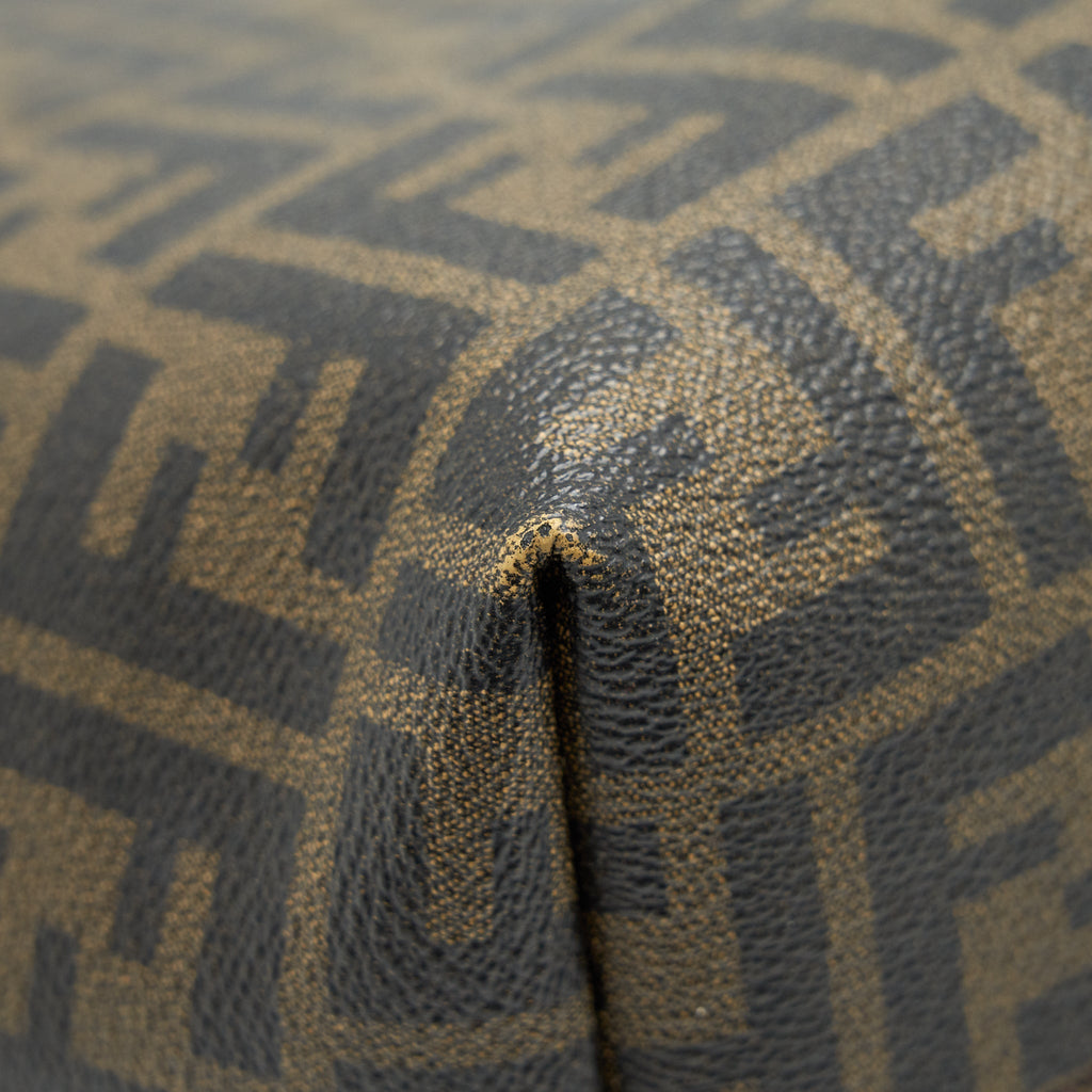 FENDI MONOGRAM LEATHER SHOPPER TOTE BAG