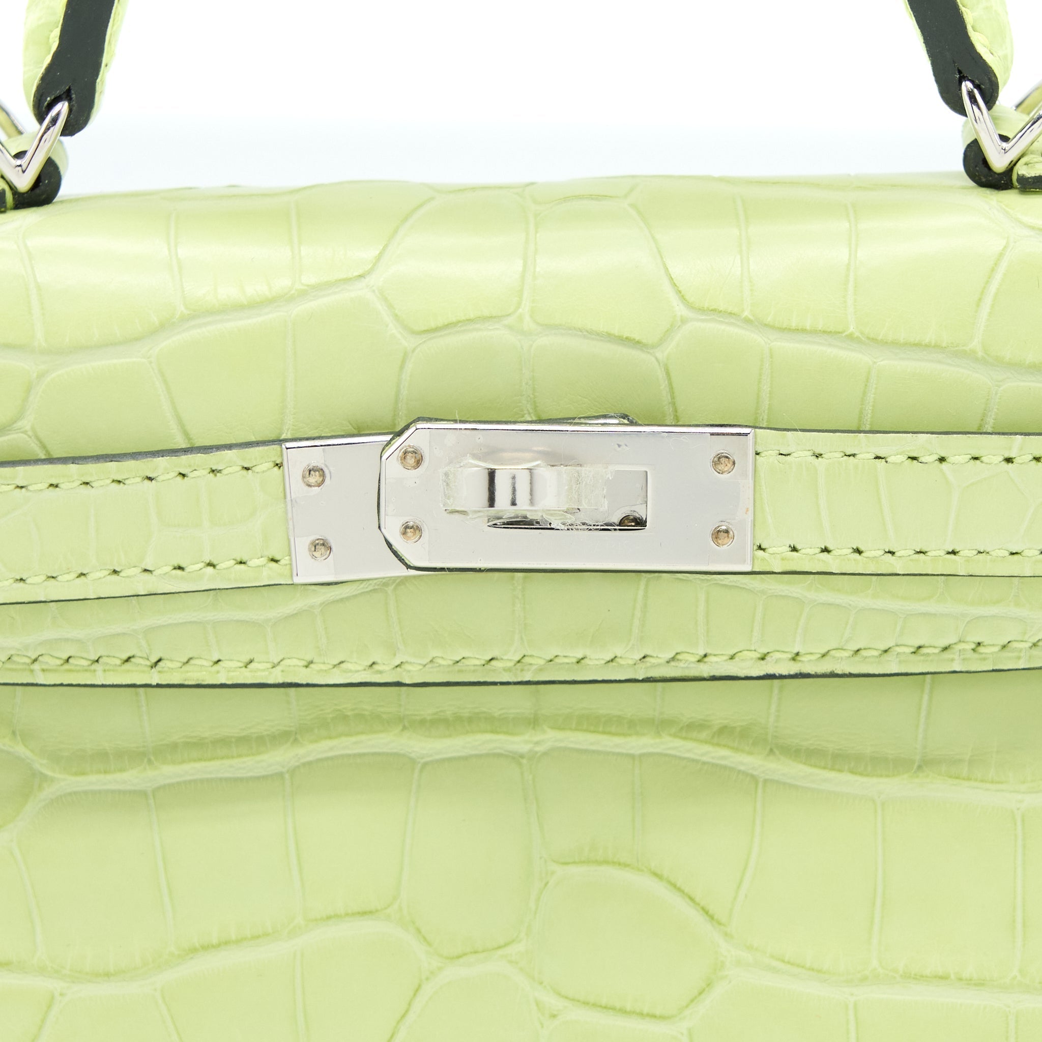 HERMES MINI KELLY II ALLIGATOR MISSISSIPPIENSIS R9 JAUNE BOURGEON SHW