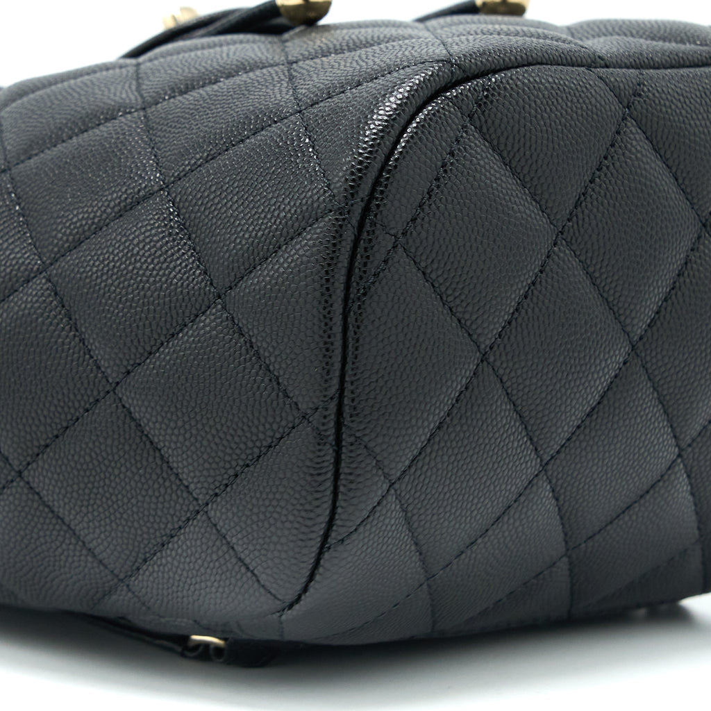CHANEL 23P MINI FLAP BACKPACK CAVIAR BLACK LGHW (MICROCHIP)