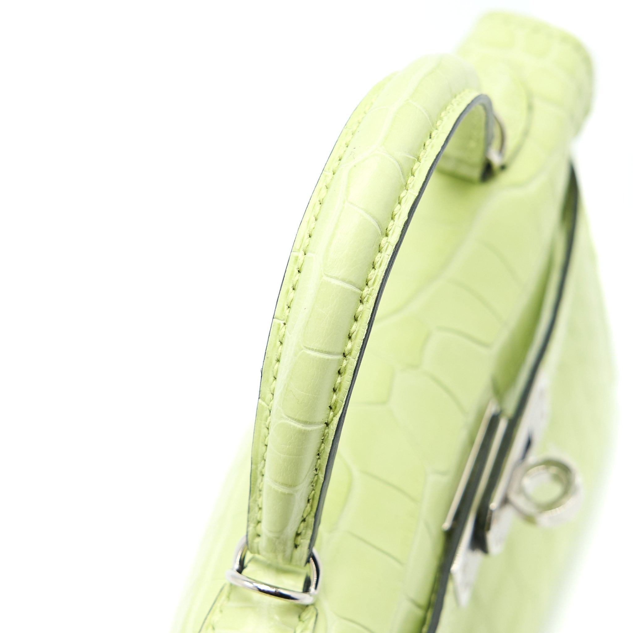 HERMES MINI KELLY II ALLIGATOR MISSISSIPPIENSIS R9 JAUNE BOURGEON SHW