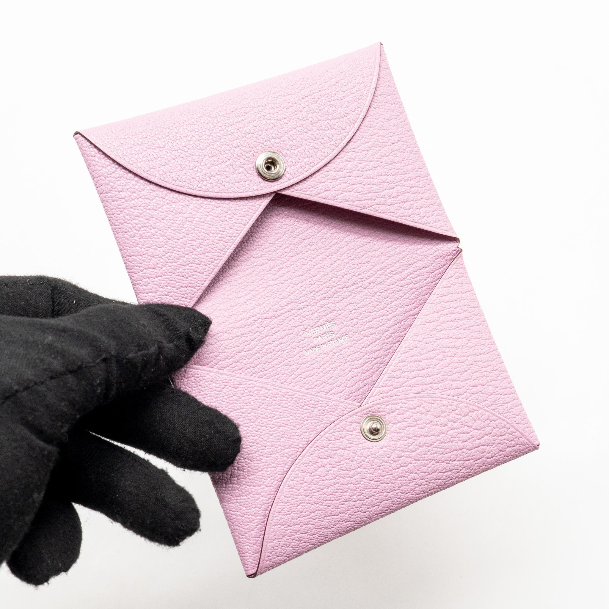 HERMES CALVI CARD HOLDER CHÈVRE MYSORE MAUVE SYLVESTRE SHW