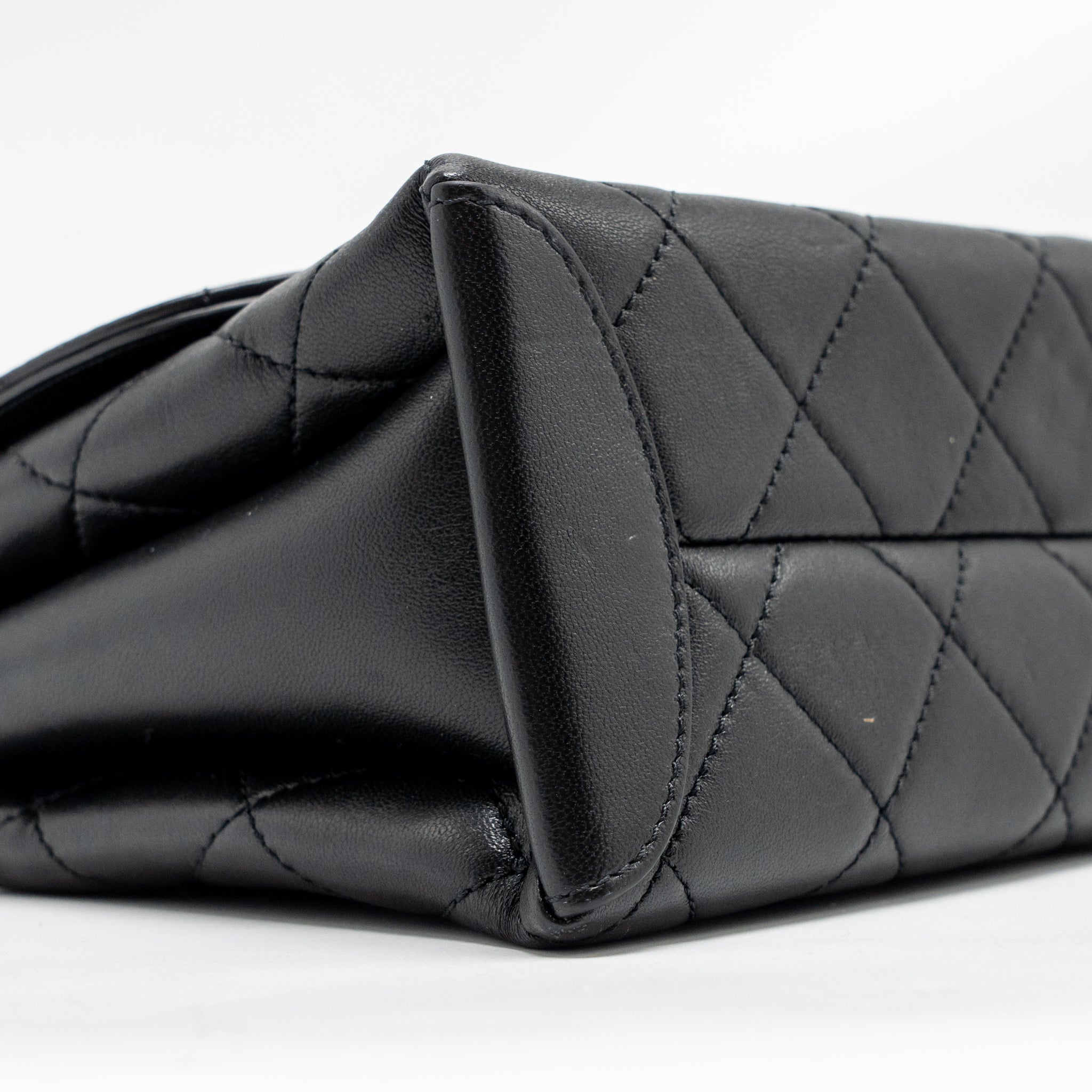 CHANEL MINI TRENDY SPIRIT TOP HANDLE FLAP BAG LAMBSKIN BLACK GHW