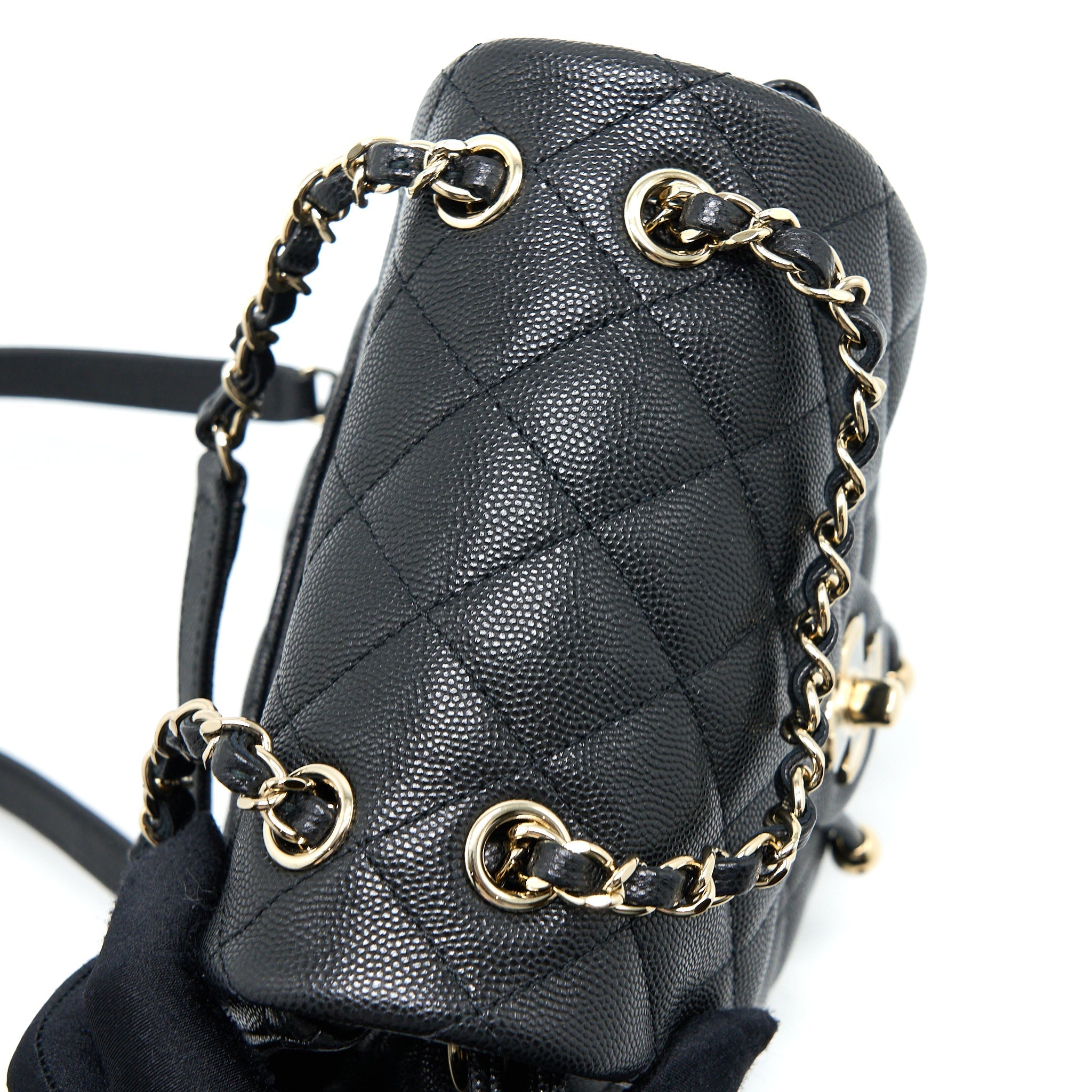 CHANEL 23P MINI FLAP BACKPACK CAVIAR BLACK LGHW (MICROCHIP)