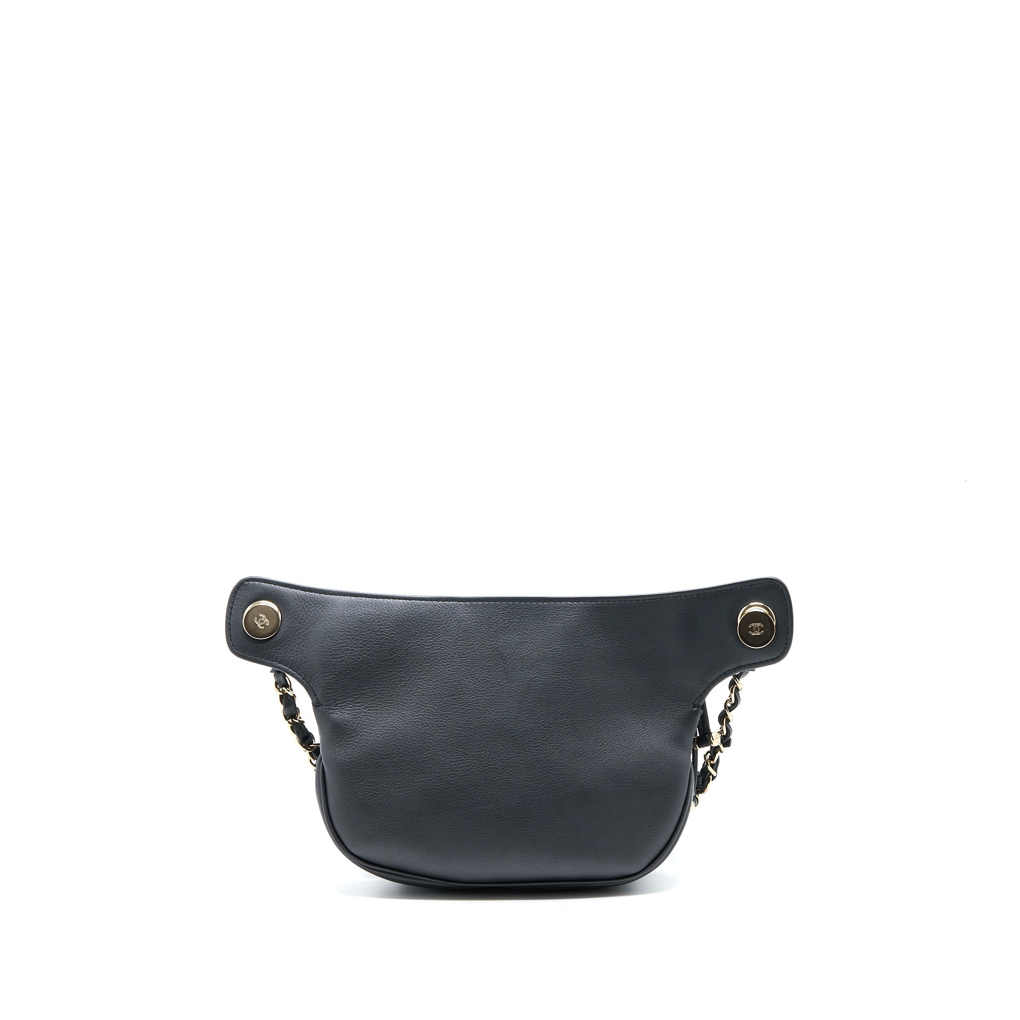 CHANEL QUILTED WAIST BAG CALFSKIN BLACK LGHW