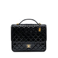 CHANEL 22K LARGE BACKPACK PATENT BLACK BRUSHED GHW (MICROCHIP)