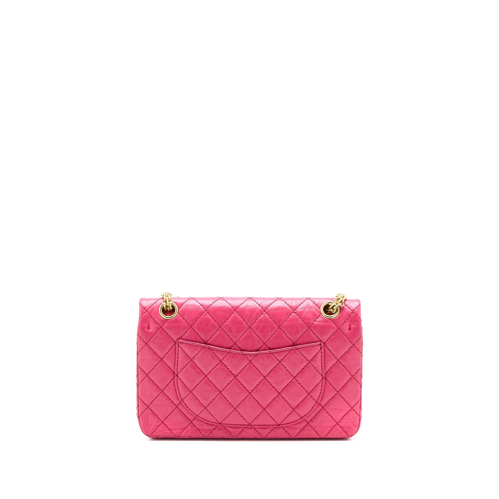 CHANEL SMALL 2.55 REISSUE AGED CALFSKIN HOT PINK BRUSHED GHW