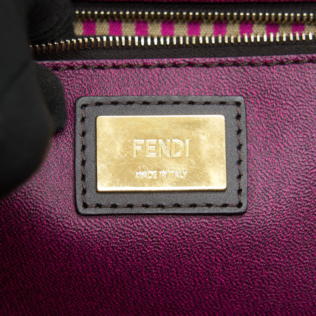 FENDI MONOGRAM LEATHER SHOPPER TOTE BAG