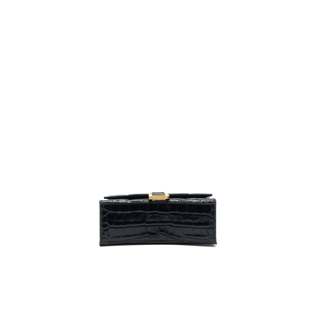 BALENCIAGA HOURGLASS XS EMBOSSED CALFKSIN BLACK GHW