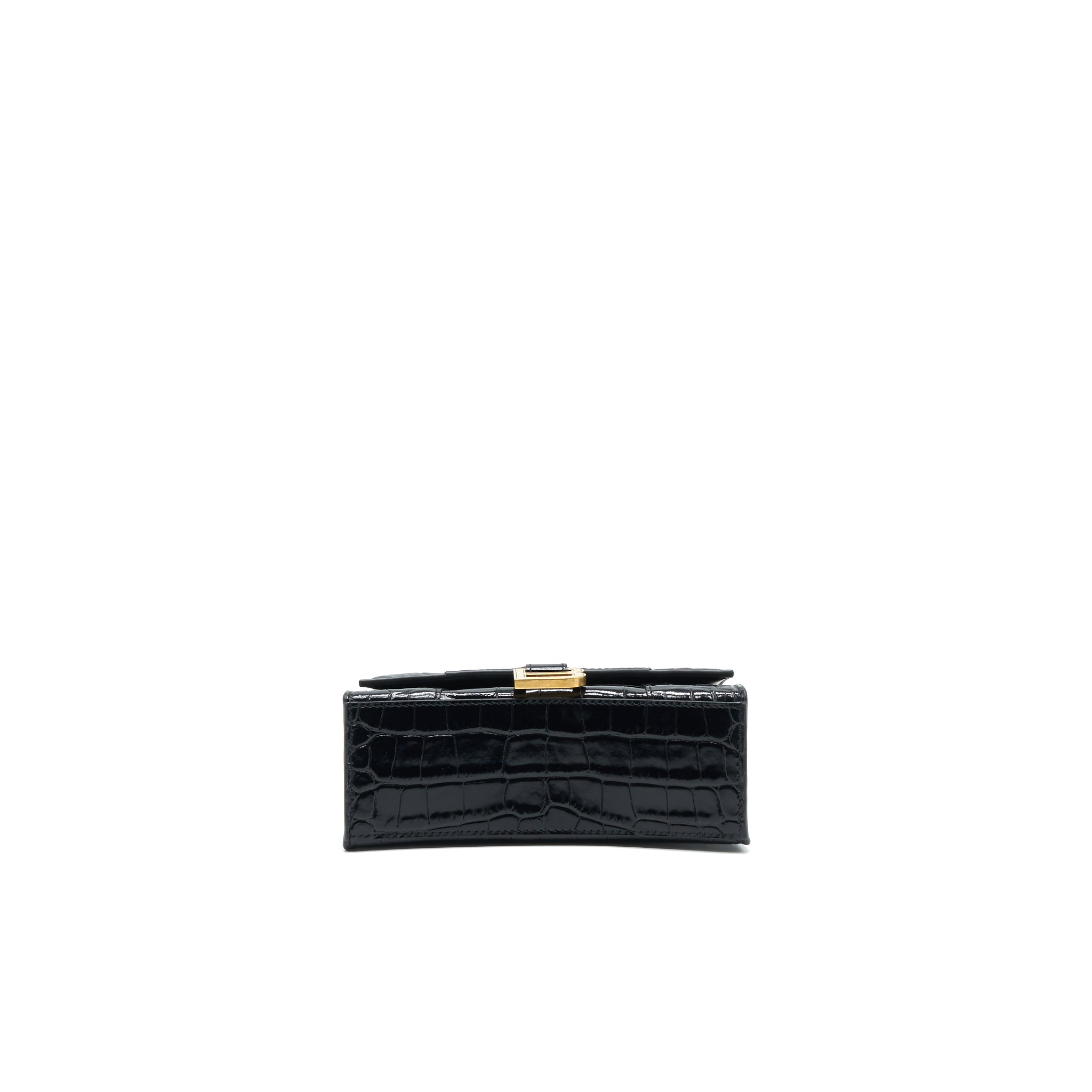 BALENCIAGA HOURGLASS XS EMBOSSED CALFKSIN BLACK GHW
