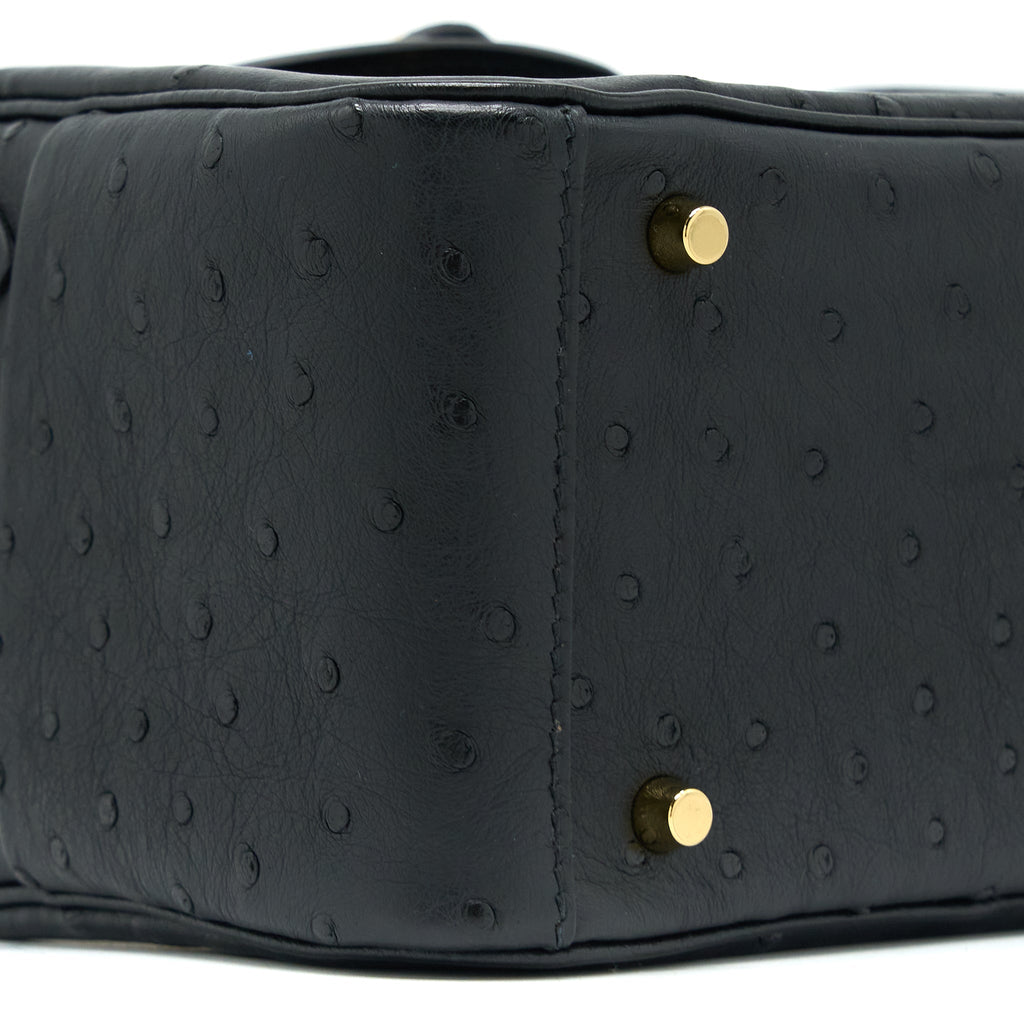 HERMES MINI LINDY OSTRICH BLACK GHW