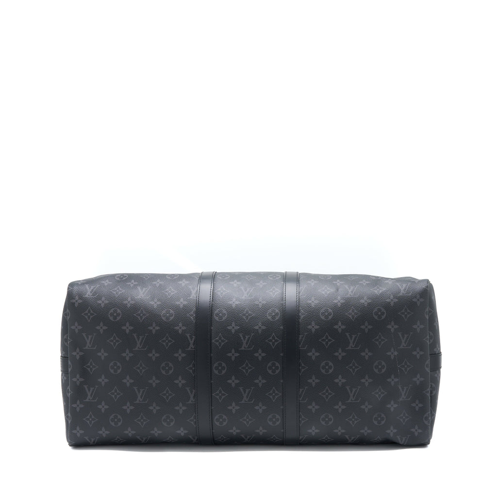 LOUIS VUITTON KEEPALL 55 WITH SHOULDER STRAP MONOGRAM ECLIPSE CANVAS SHW