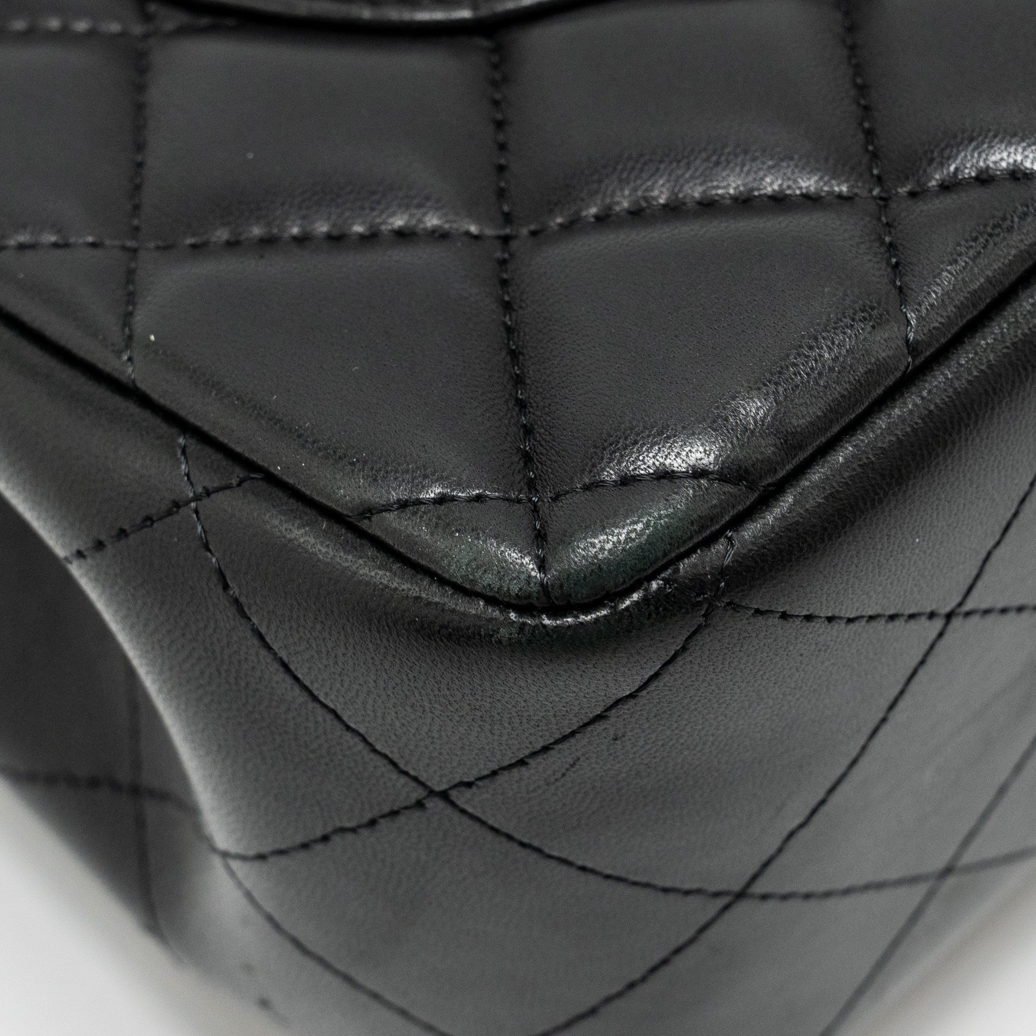 CHANEL JUMBO CLASSIC DOUBLE FLAP BAG LAMBSKIN BLACK GHW