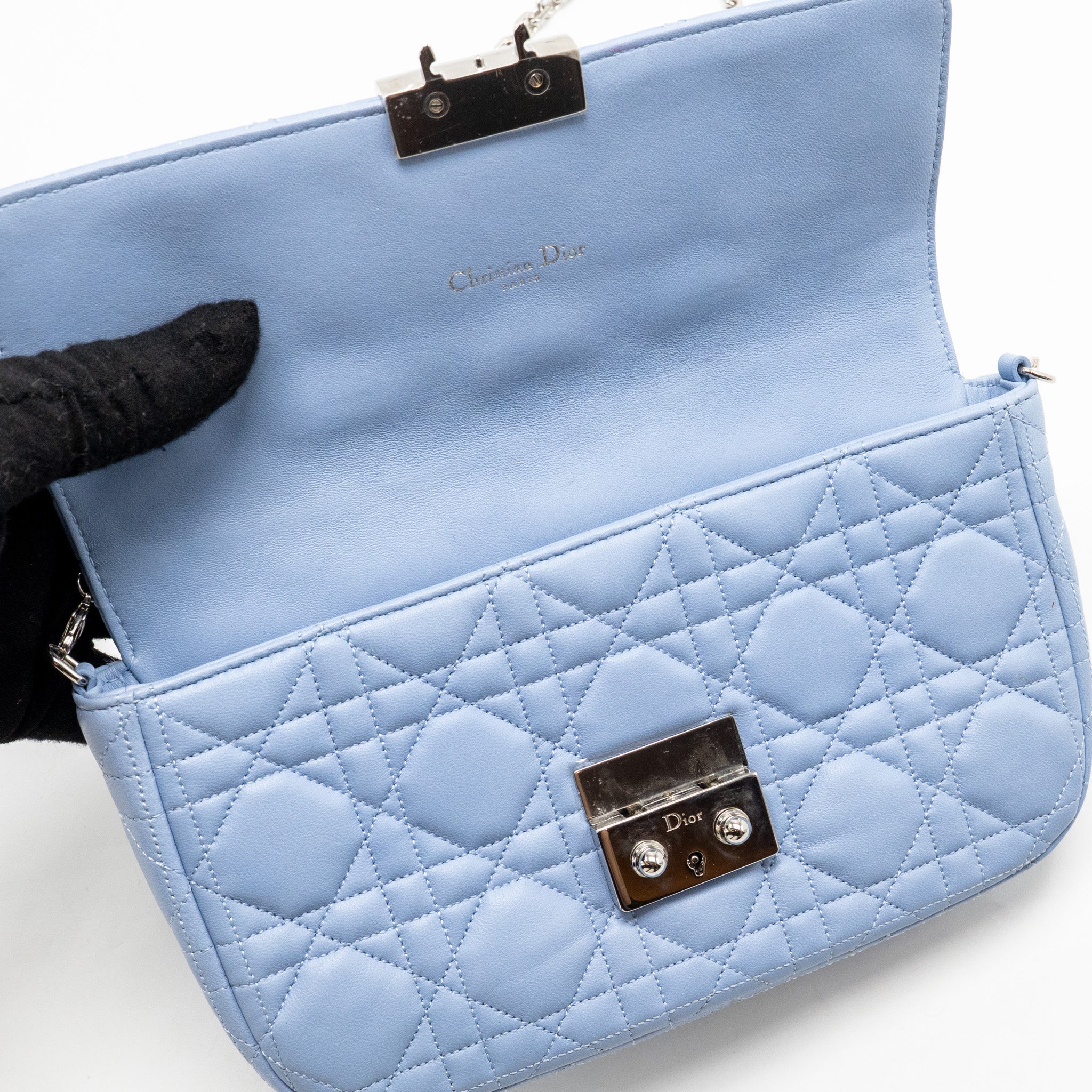 DIOR MISS DIOR CROSSBODY BAG LAMBSKIN LIGHT BLUE SHW