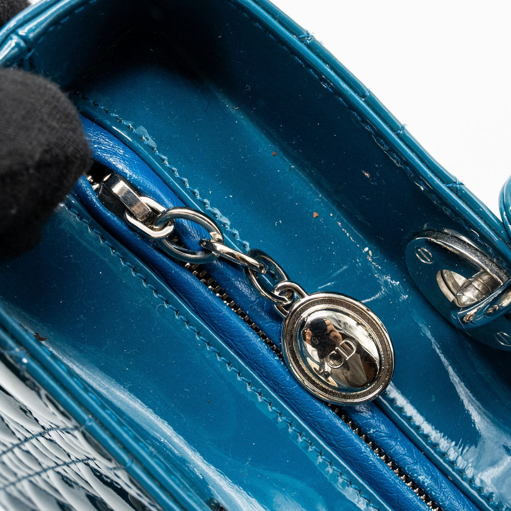 DIOR LARGE LADY DIOR PATENT BLUE SHW
