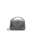 SAINT LAURENT COLLEGE BAG CALFSKIN GREY WITH RUTHENIUM HARDWARE