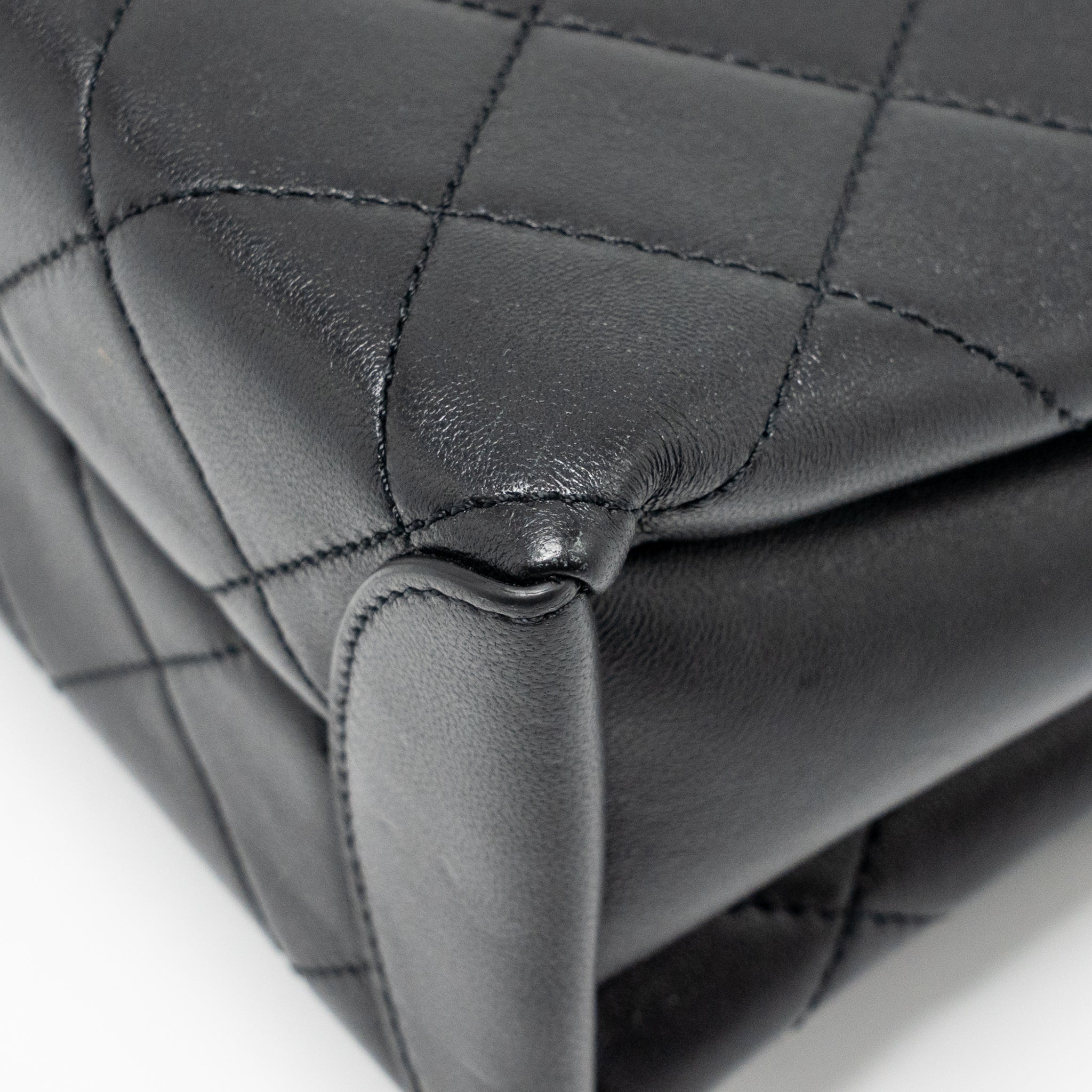 CHANEL MINI TRENDY SPIRIT TOP HANDLE FLAP BAG LAMBSKIN BLACK GHW