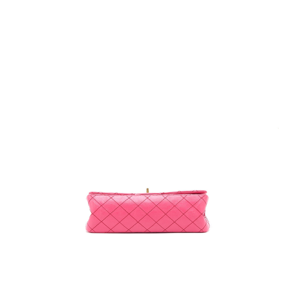 CHANEL SMALL 2.55 REISSUE AGED CALFSKIN HOT PINK BRUSHED GHW