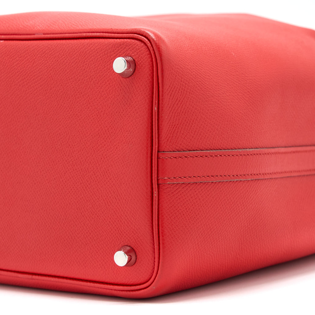 HERMES PICOTIN 18 LOCK BAG EPSOM RED WITH MULTI COLOUR HANDLE SHW