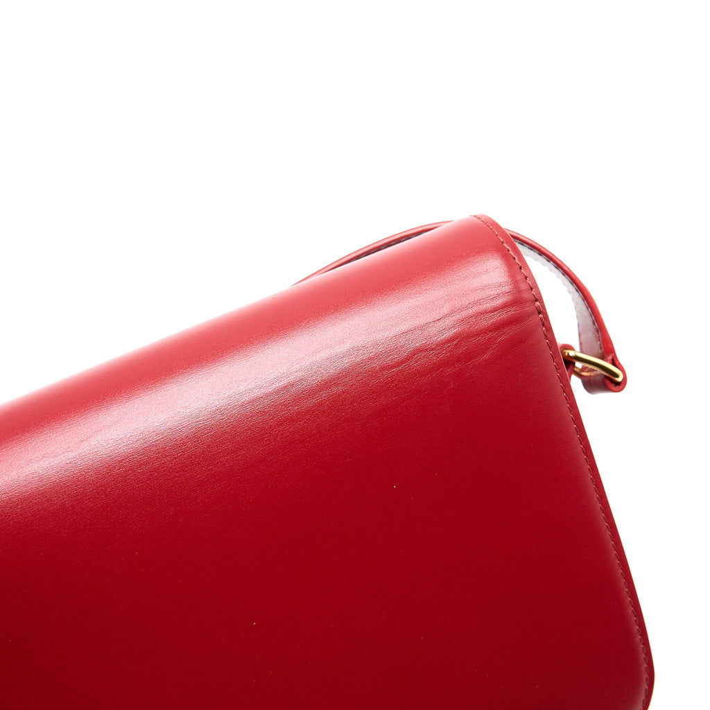 CELINE MEDIUM CLASSIQUE TRIOMPHE BAG SHINY CALFSKIN RED GHW