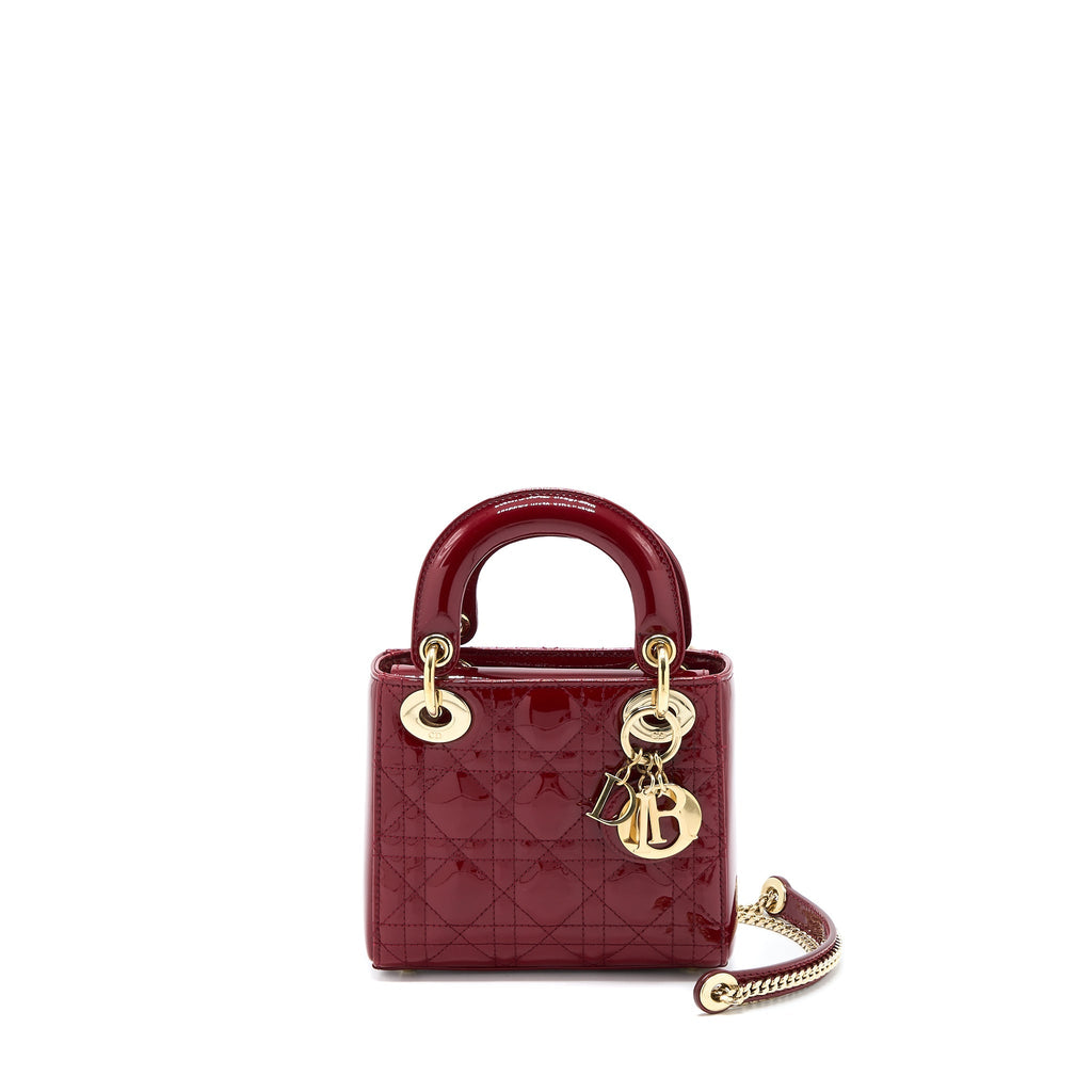 DIOR MINI LADY DIOR PATENT RED GHW